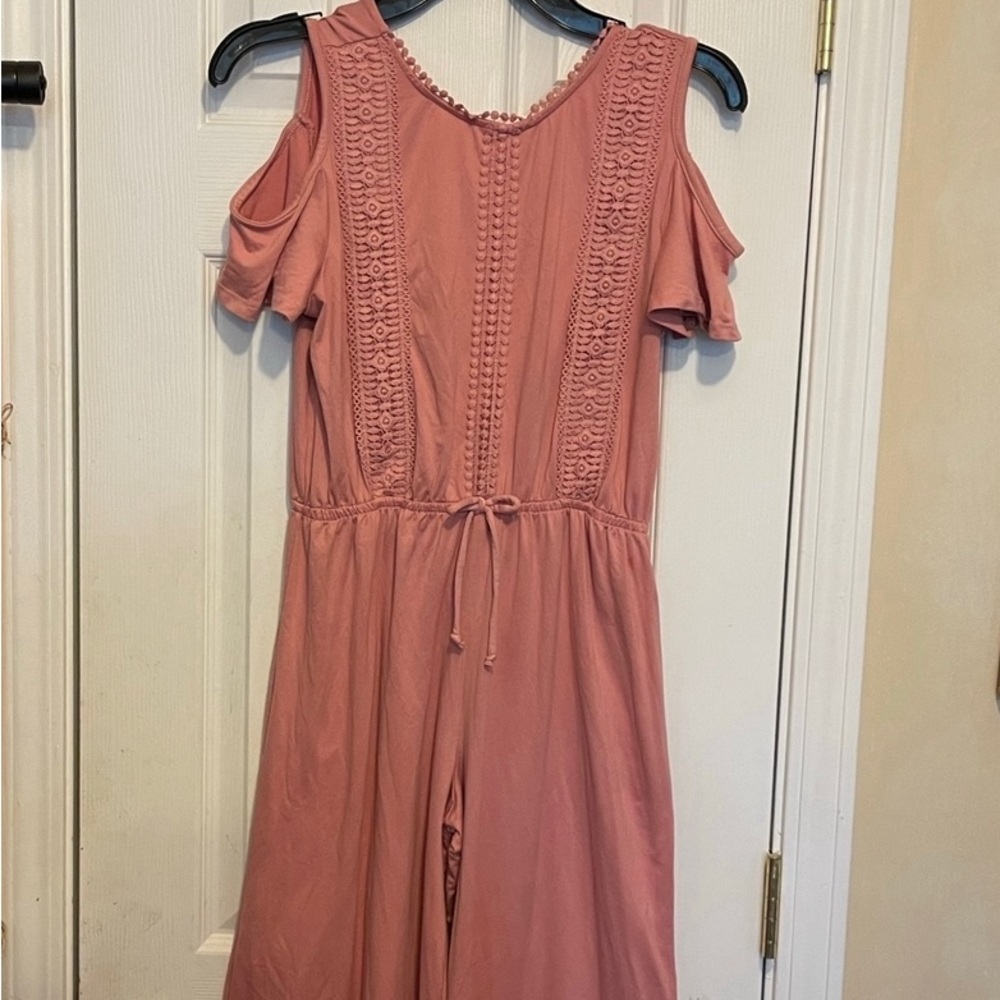 Self Esteem Girls👧🏻Cold-Shoulder Short Sleeve Tie Waist Jumpsuit Sz XL